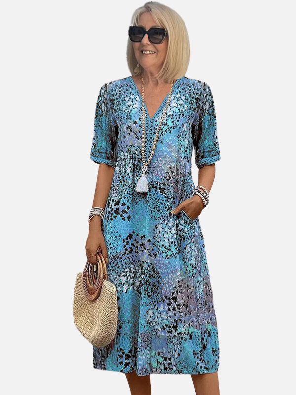 Karen | Mønstret Midikjole, Boho Sommerkjole
