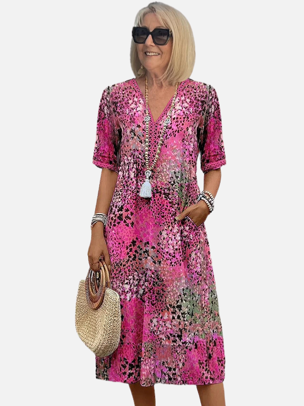Karen | Mønstret Midikjole, Boho Sommerkjole