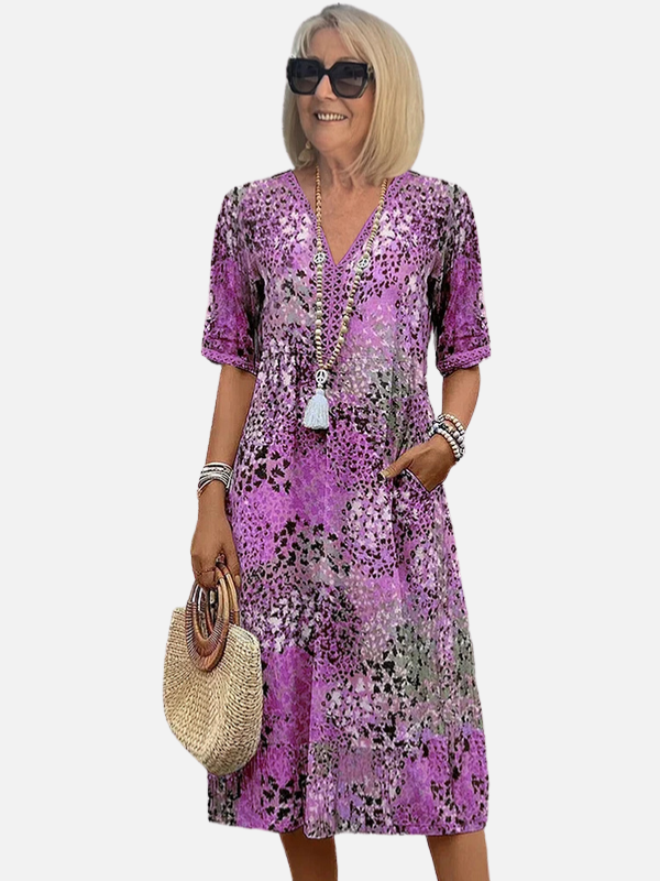 Karen | Mønstret Midikjole, Boho Sommerkjole