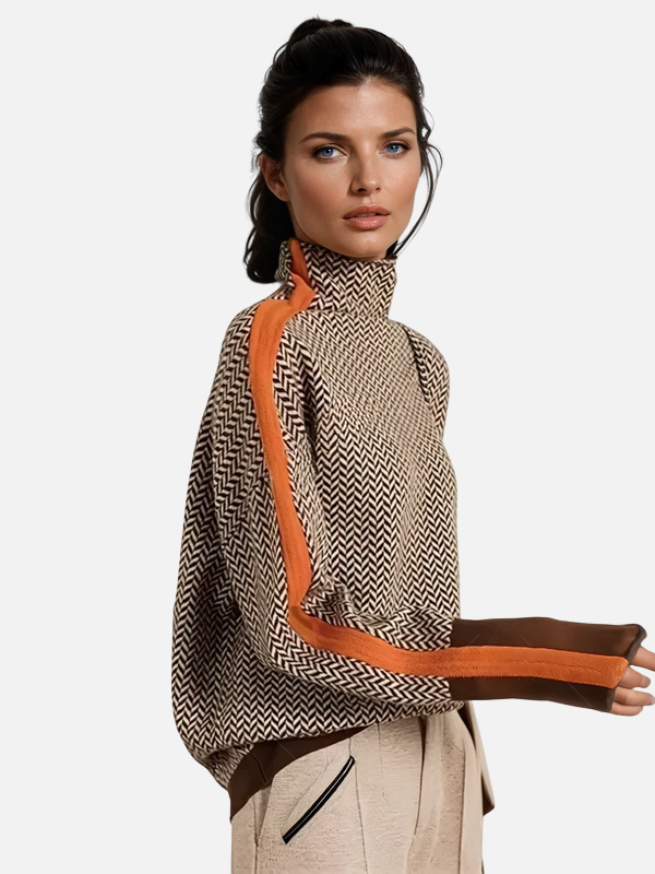 Susanne | Mønstret Rullekrave Sweater i Strik
