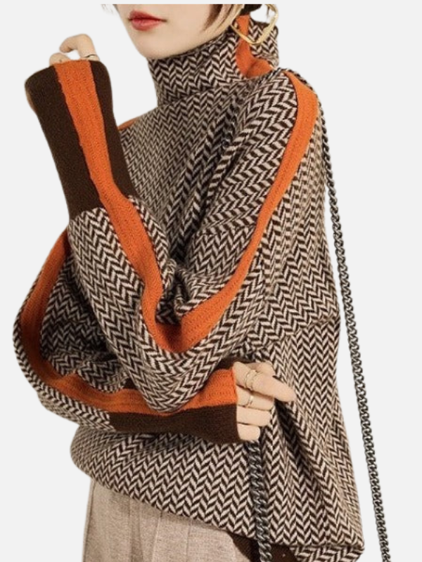 Susanne | Mønstret Rullekrave Sweater i Strik