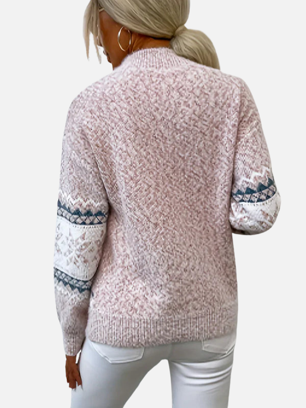 Maria | Mønstret Strikbluse med Snefnug