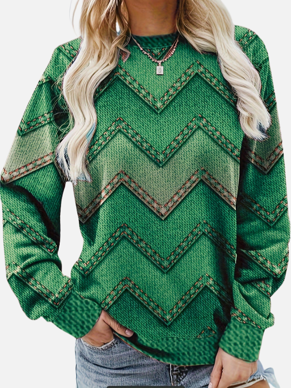 Pia | Mønstret Sweatshirt med Zigzag