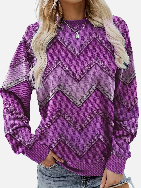Pia | Mønstret Sweatshirt med Zigzag