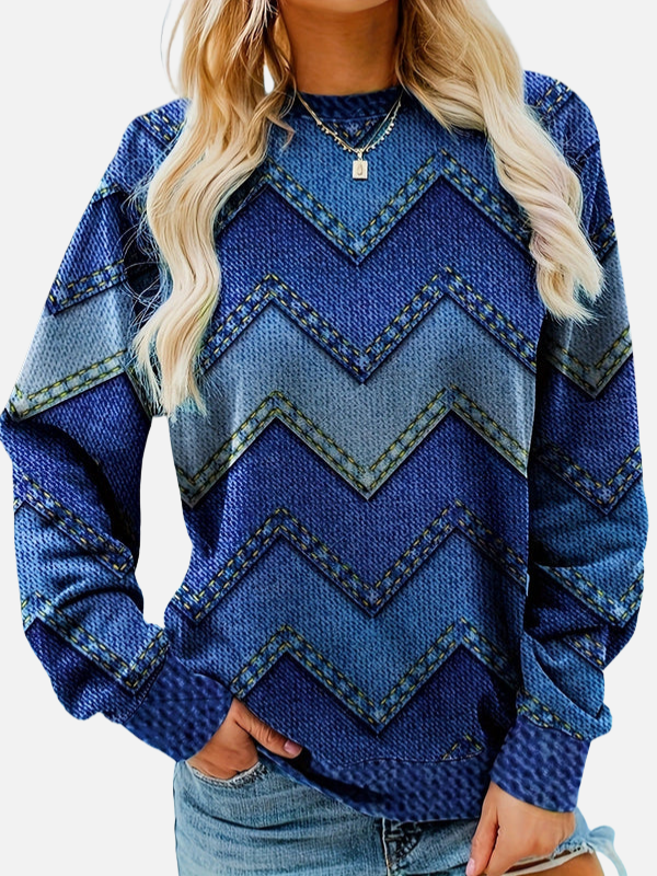 Pia | Mønstret Sweatshirt med Zigzag