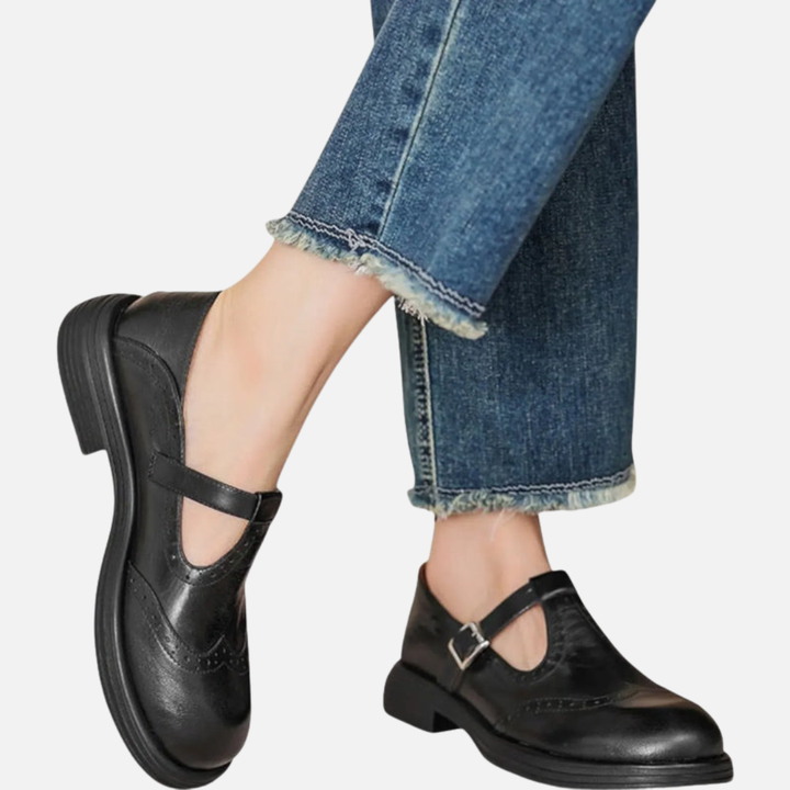 Ida | Mary Jane Brogues med Spænde, Vintage