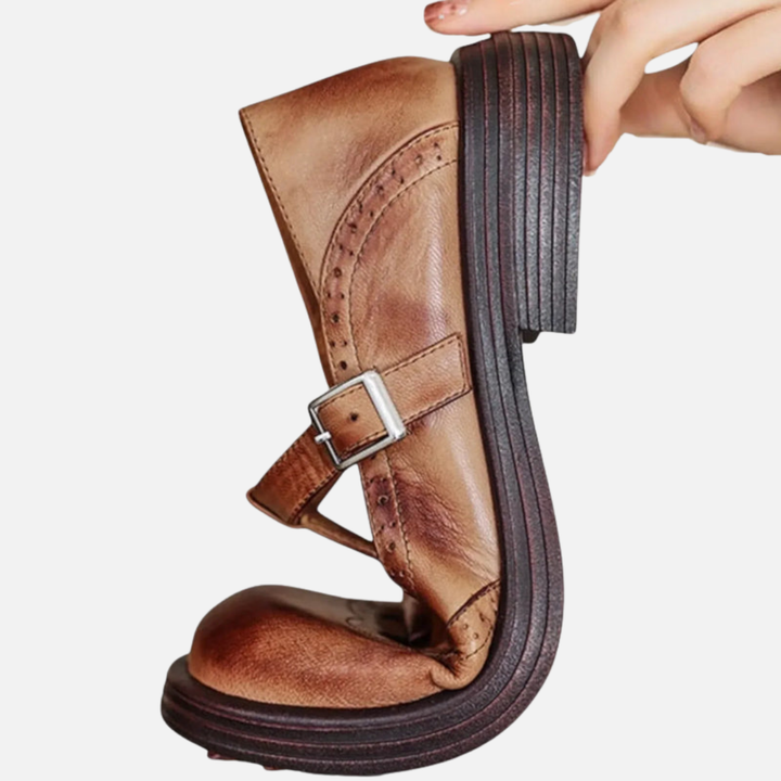 Ida | Mary Jane Brogues med Spænde, Vintage