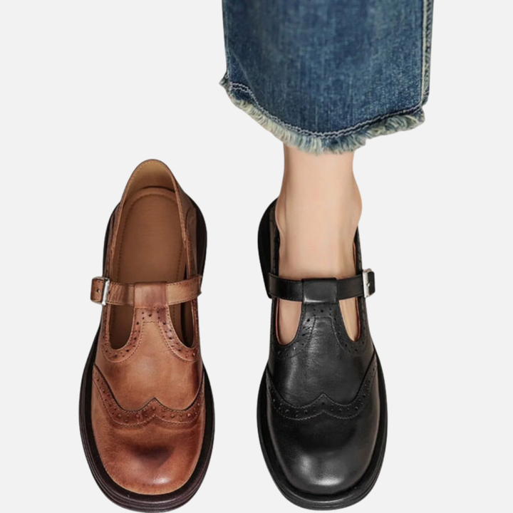 Ida | Mary Jane Brogues med Spænde, Vintage