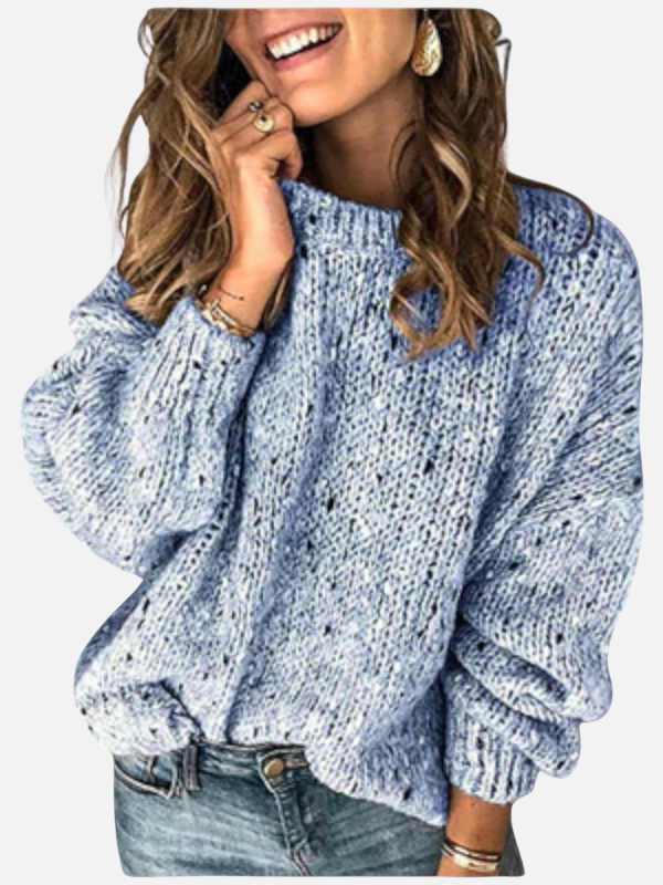 Marianne | Meleret Grovstrik Sweater med Rundhals