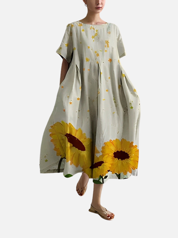 Mette | Oversize Midikjole med Blomsterprint