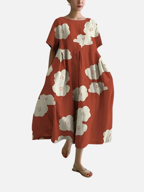 Mette | Oversize Midikjole med Blomsterprint