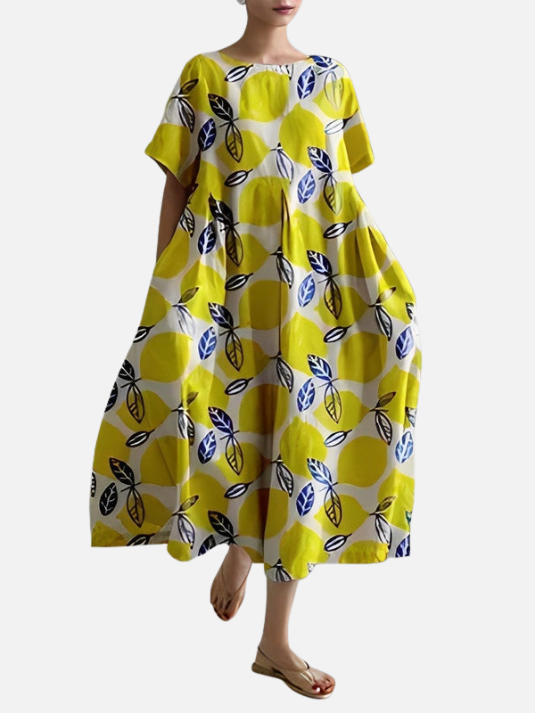 Mette | Oversize Midikjole med Blomsterprint