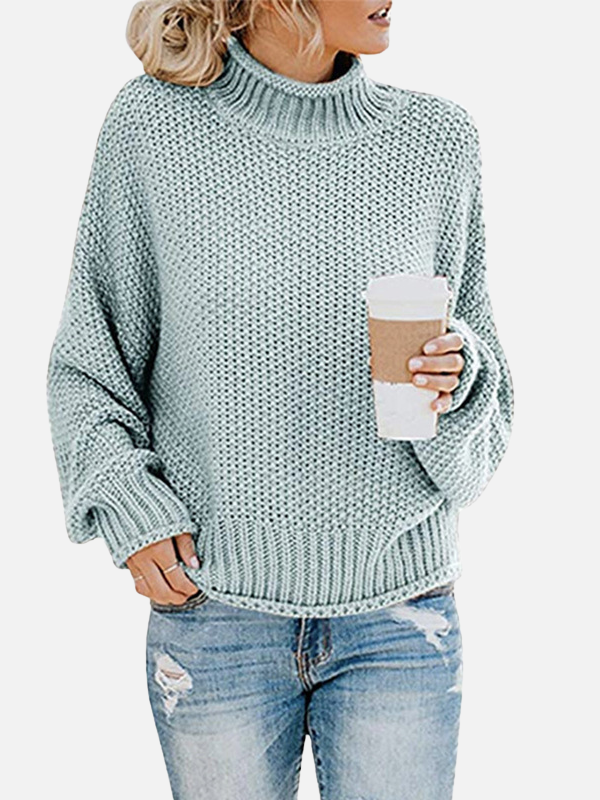 Anna | Oversize Rullekravetrøje i Grovstrik