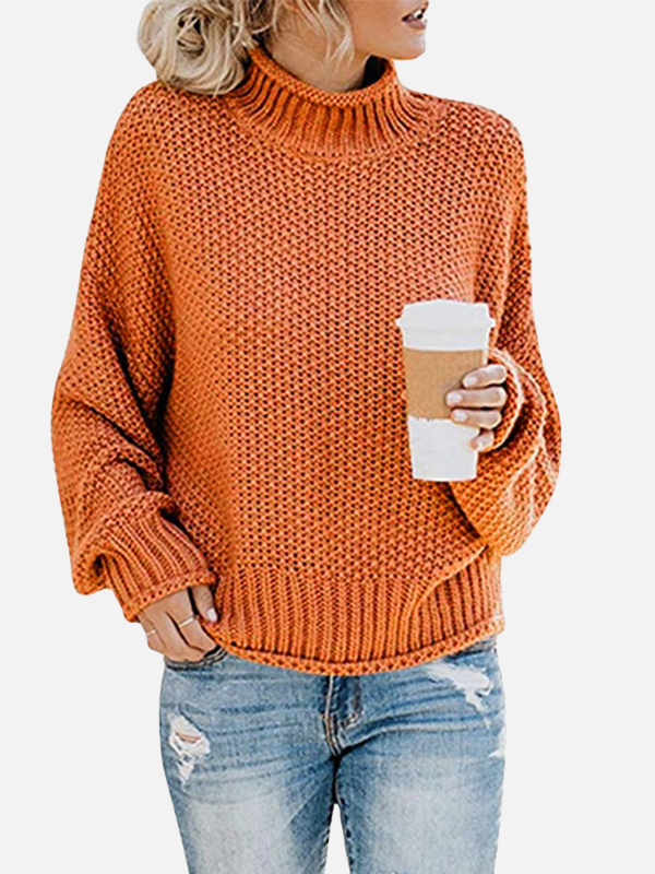 Anna | Oversize Rullekravetrøje i Grovstrik