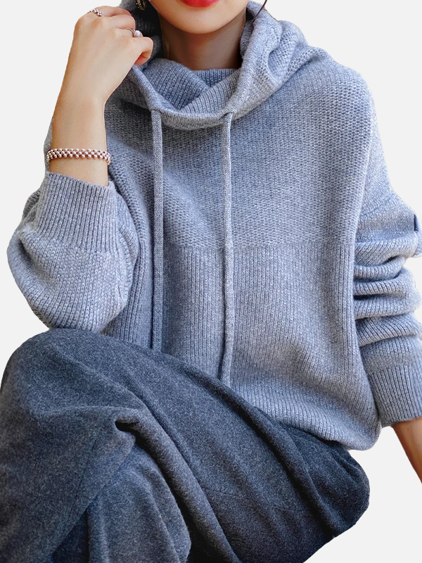 Marianne | Oversize Strikhoodie, Strik Med Hætte