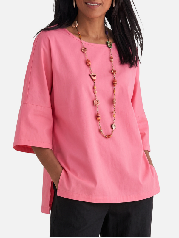 Susanne | Oversized Bluse med Rund Hals til Dame