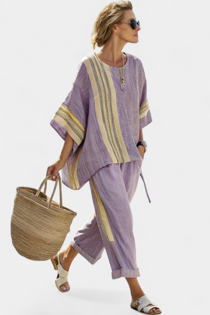 Anna | Oversized Bukssæt med Stribedetalje