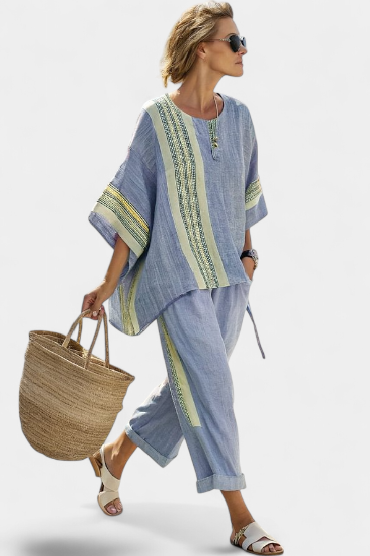 Anna | Oversized Bukssæt med Stribedetalje