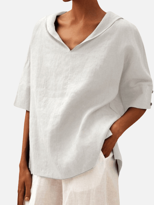 Mette | Oversized Hættebluse med V-Hals
