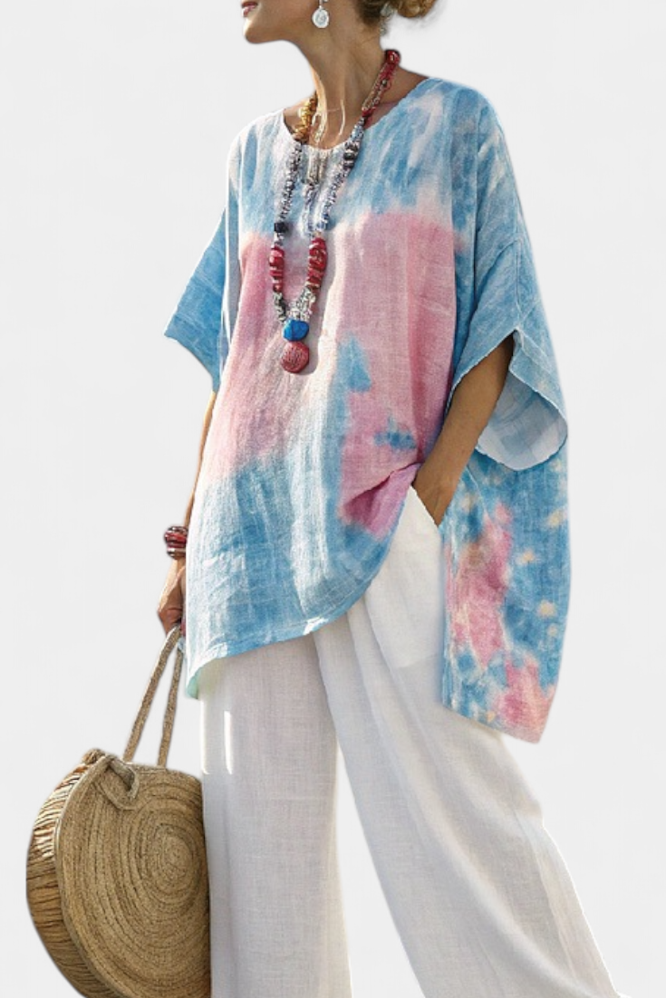 Mette | Oversized Print Bluse – Tie-Dye Top