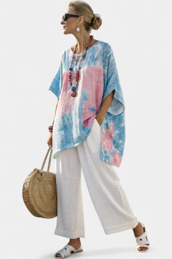 Mette | Oversized Print Bluse – Tie-Dye Top