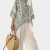 Maria | Oversized Tunika Bluse med Bordertryk