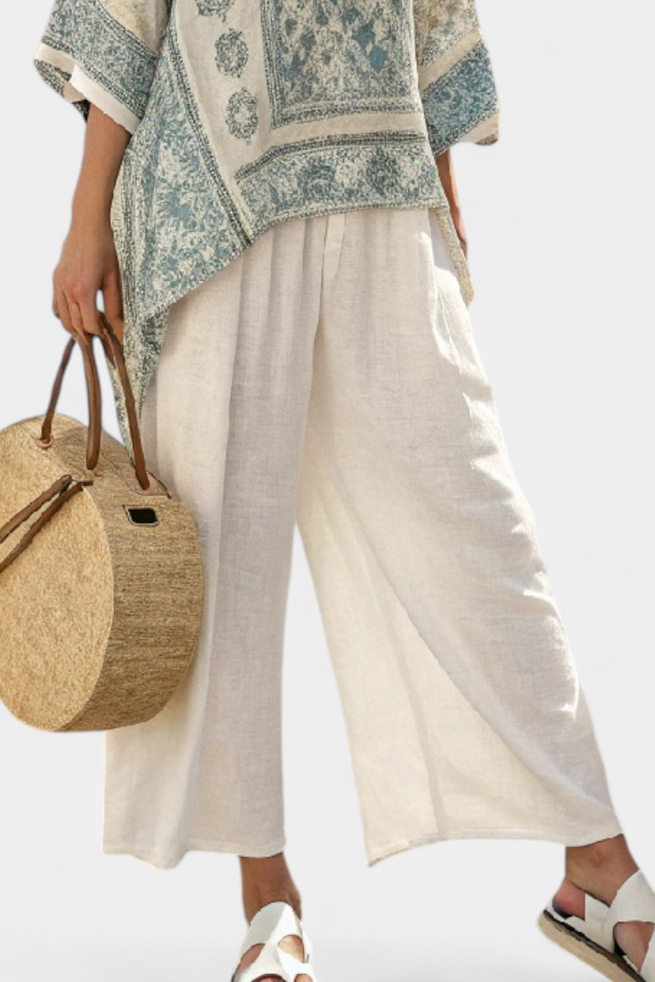 Maria | Oversized Tunika Bluse med Bordertryk