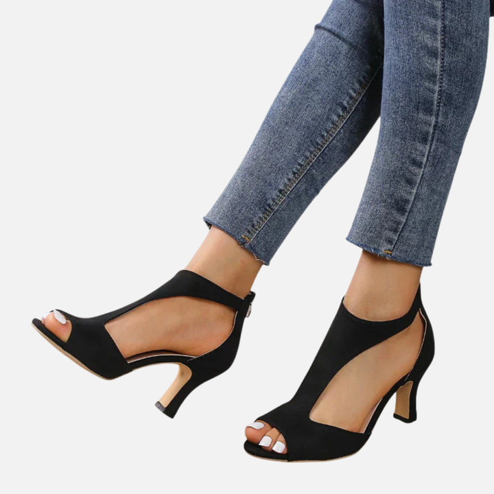 Karen | Peep Toe Hælsandaler med Blokhæl