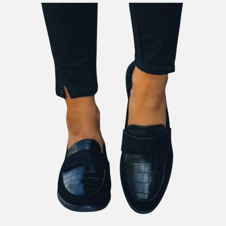 Camilla | Penny Loafers med Krokopræg og Strop
