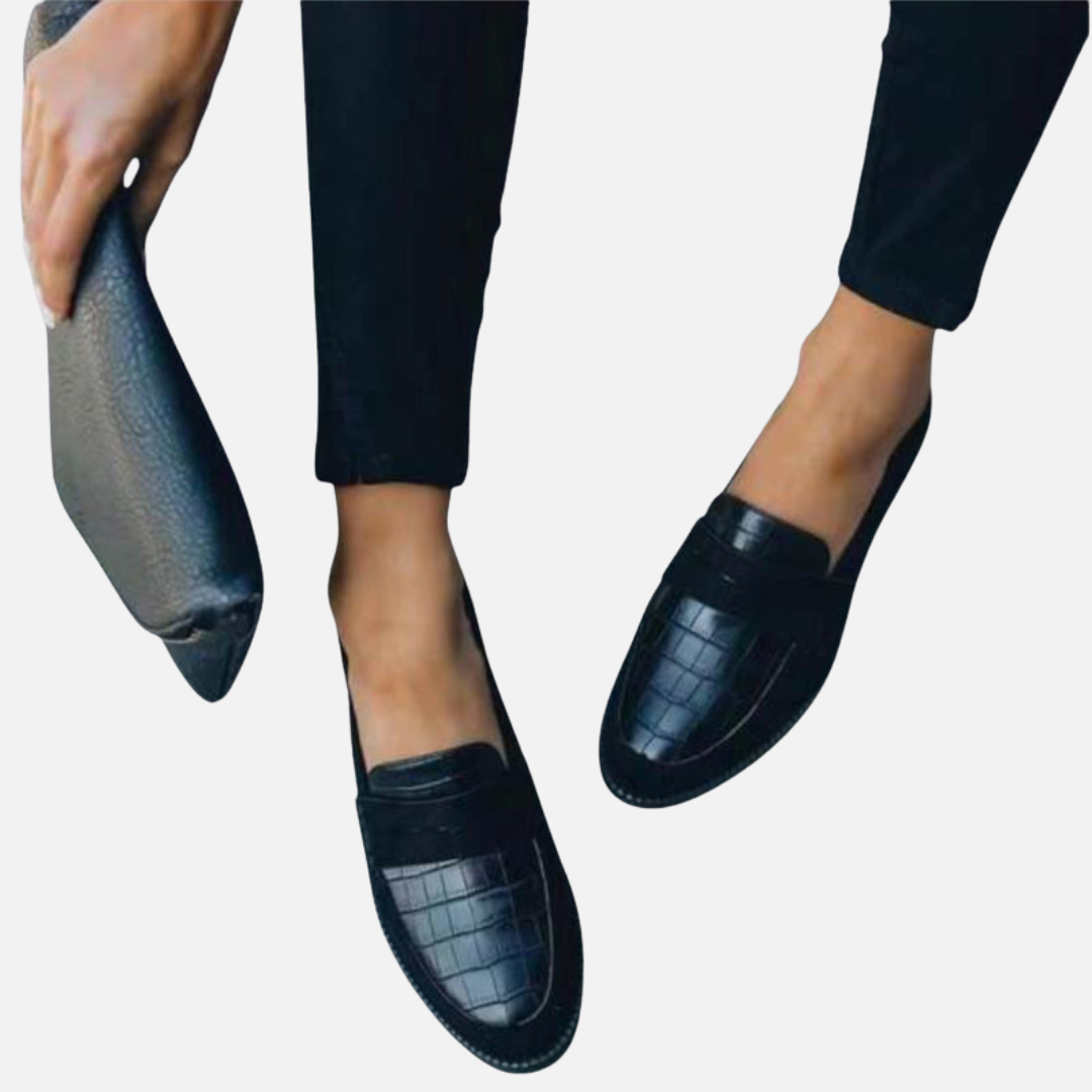 Camilla | Penny Loafers med Krokopræg og Strop