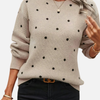 Lene | Prikket Strikbluse med Rund Hals