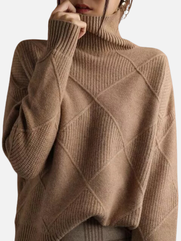 Susanne | Rullekrave Sweater med Rudestruktur