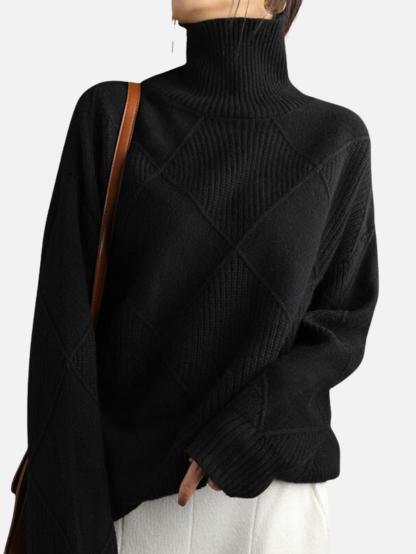 Susanne | Rullekrave Sweater med Rudestruktur