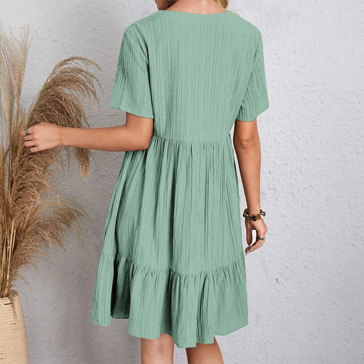 Audrey | Trendy Boho Ruffle Hem Mini Kjole