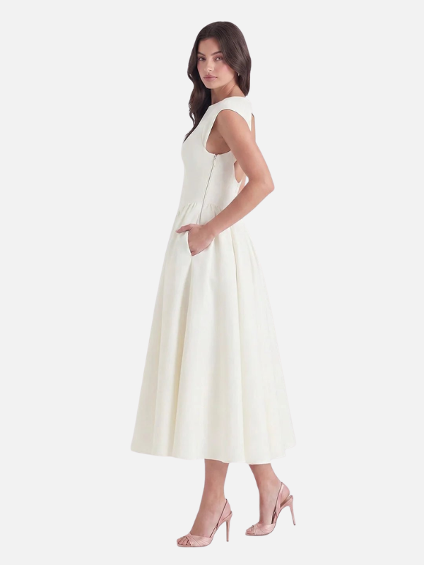 Marianne | Satin Midikjole med Bådhals