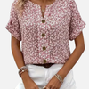 Pia | Småblomstret Bluse med Knaplukning
