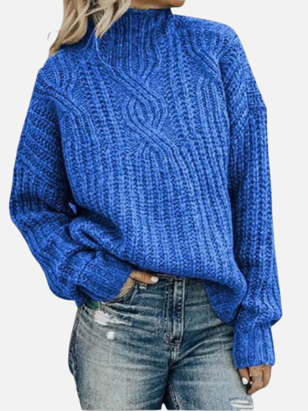 Kirsten | Snoet Kabelstrik Sweater med Høj Hals