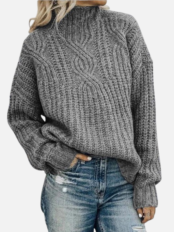 Kirsten | Snoet Kabelstrik Sweater med Høj Hals
