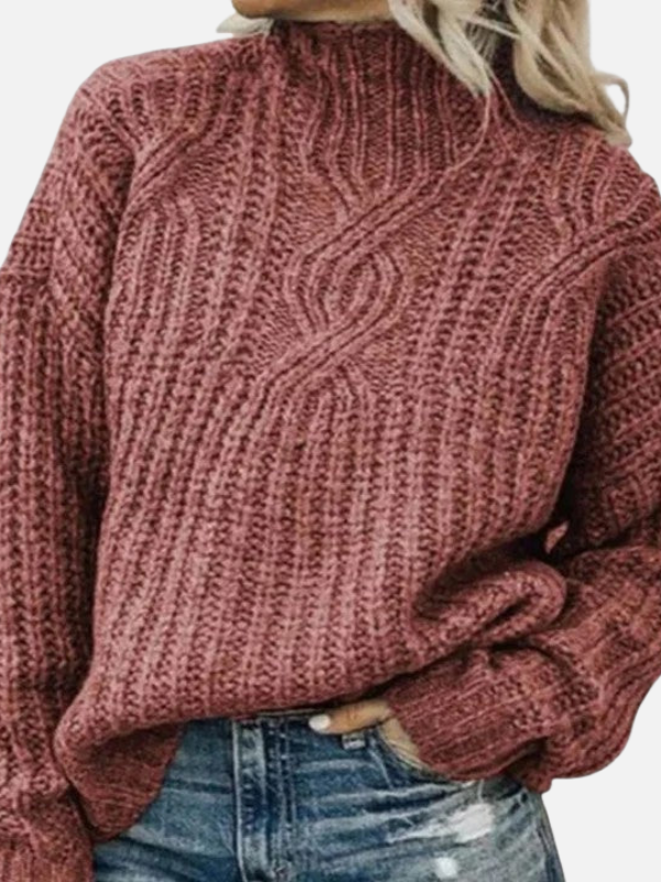 Kirsten | Snoet Kabelstrik Sweater med Høj Hals