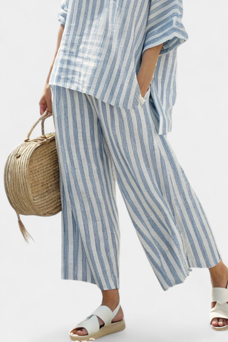 Anna | Stribet Bukssæt med Oversized Top