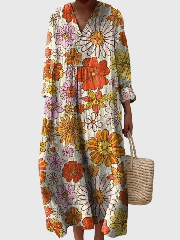 Susanne | Stribet Oversize Midikjole, Boho