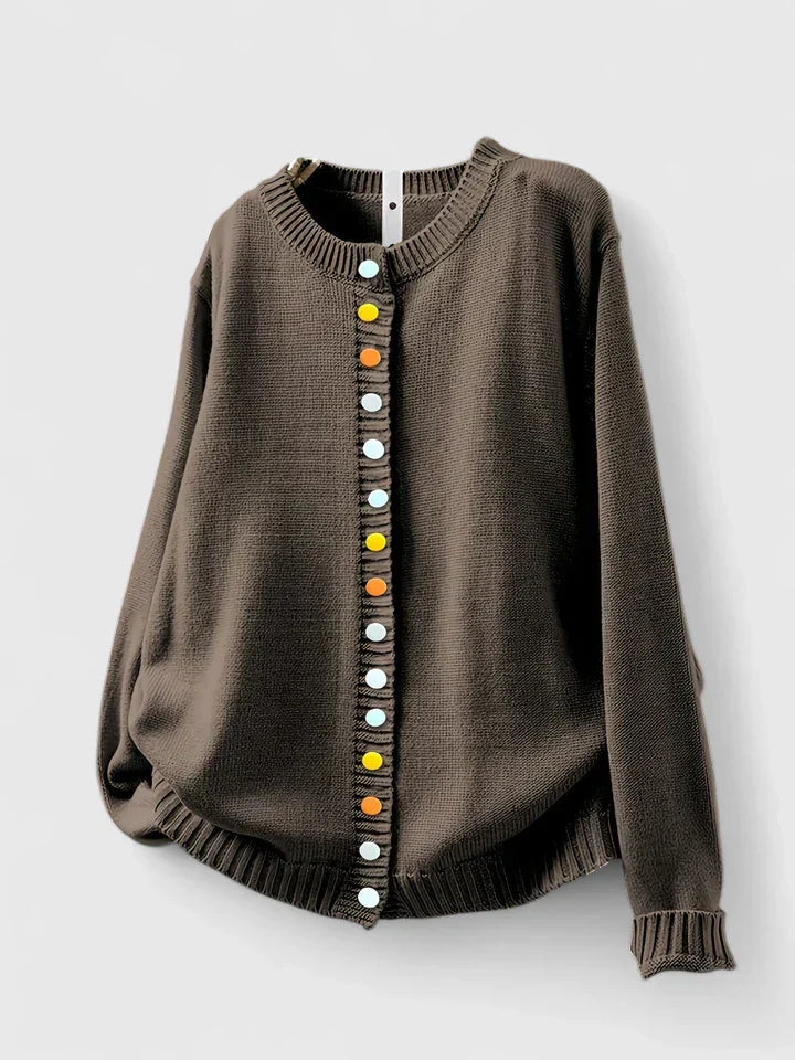 Pia | Strikcardigan med Rund Hals og Knapper