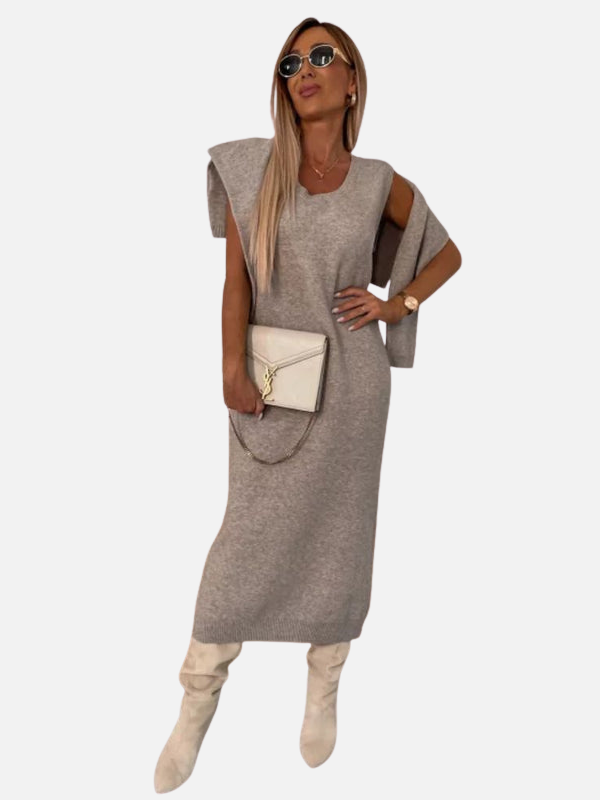 Anna | Striksæt med Rullekrave og Nederdel