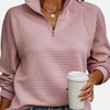 Marianne | Struktureret Half-Zip Trøje med Krave