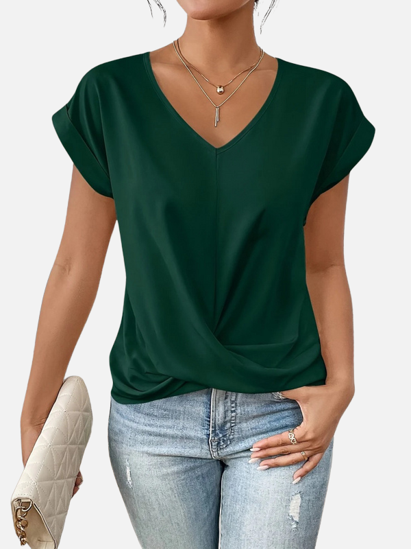 Karen | V-Hals T-shirt med Knude til Dame