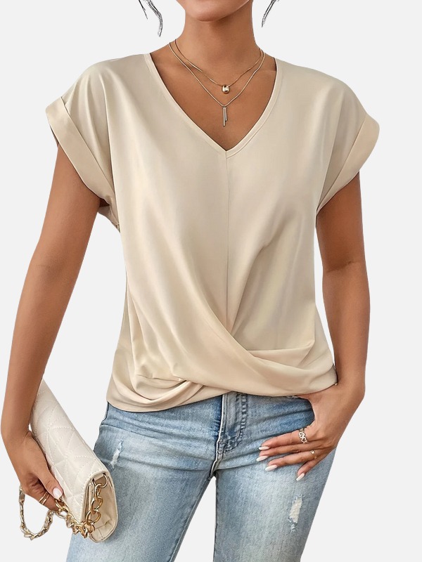 Karen | V-Hals T-shirt med Knude til Dame