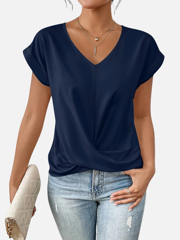 Karen | V-Hals T-shirt med Knude til Dame