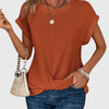 Pia | Vaffelstrik Bluse med Rund Hals