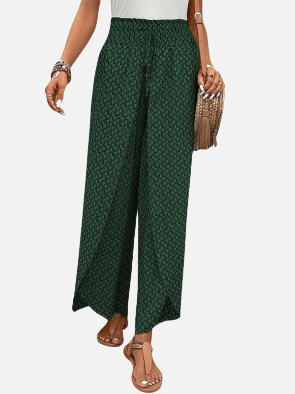 Anna | Vide Mønstrede Bukser med Elastik