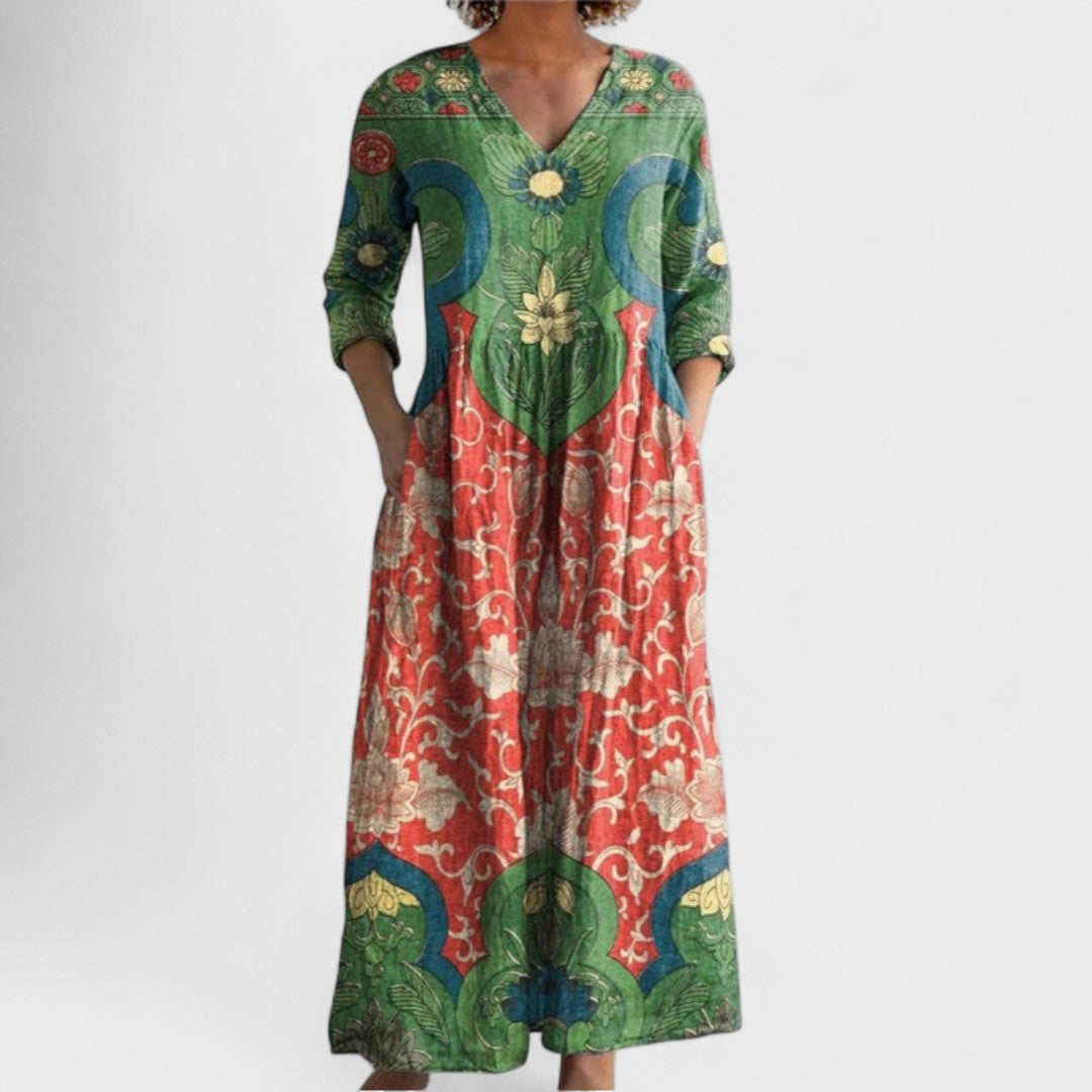 Celestine | Maxi kjole med vintage blomsterprint